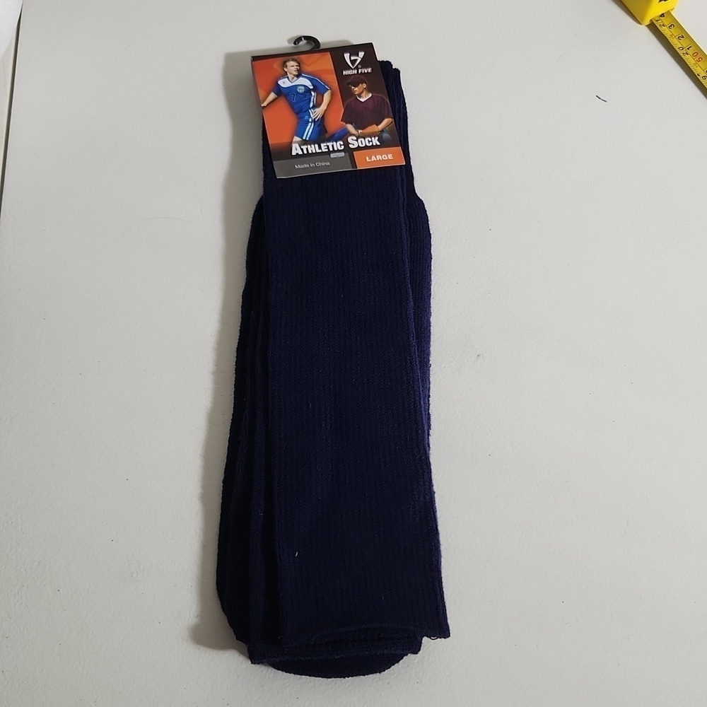High Five Navy Blue Athletic socks size Large 30" NWT